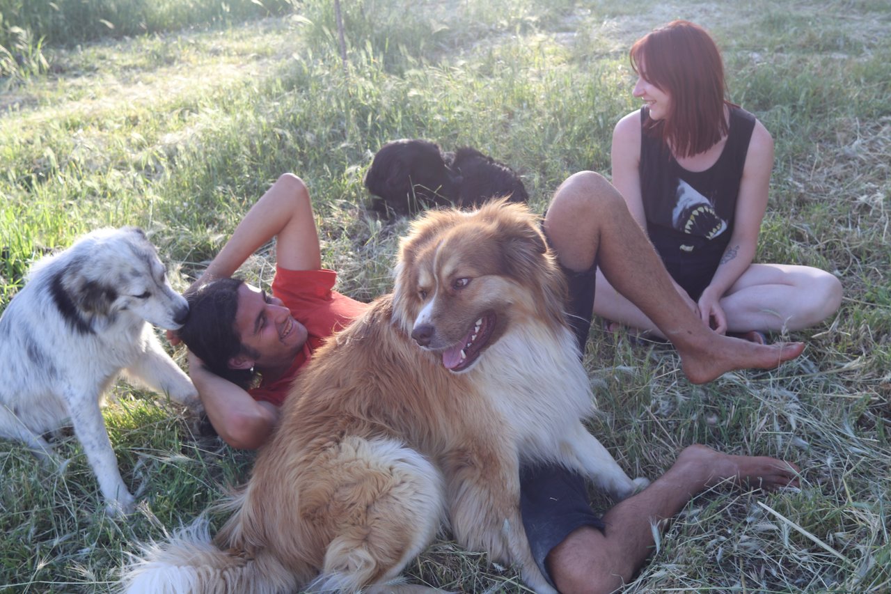 Dylan and Ruta with Mitso the dog