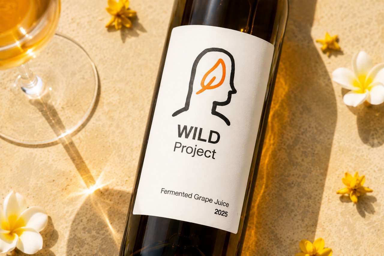 Close of WILD wine bottle