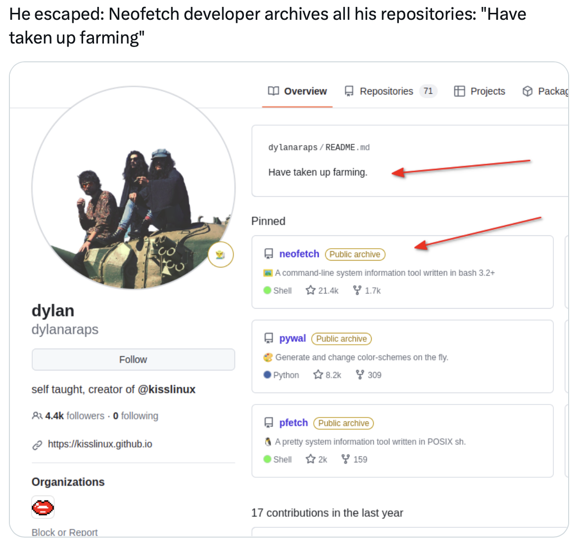 Image of Dylan Araps' GitHub profile.