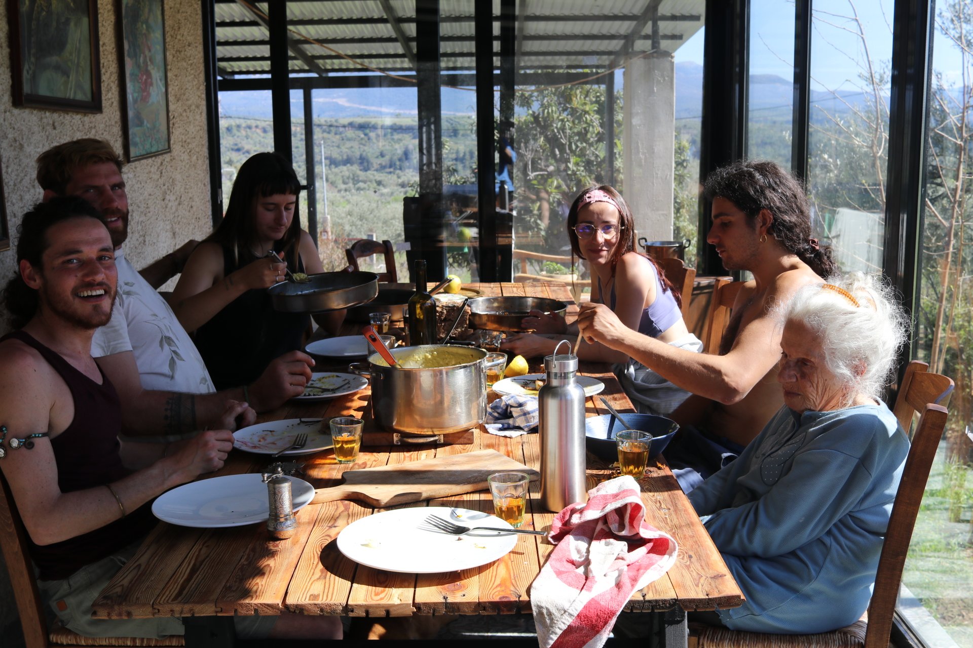 Photo of 94 year old Yiayia collecting olives